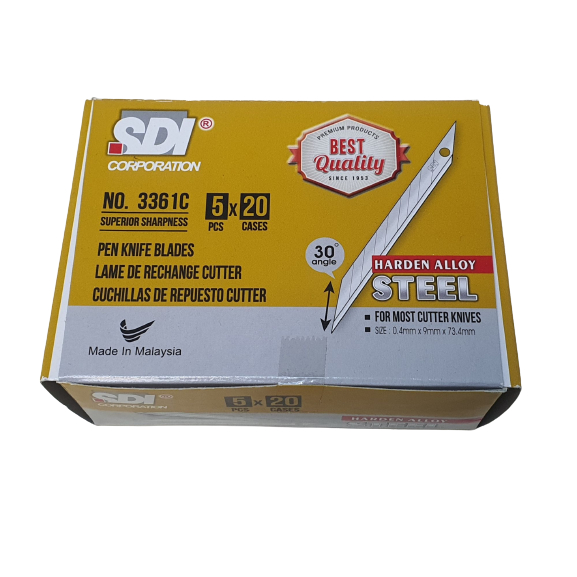 SDI Pen Knife Blade 100pcs Harden Alloy Steel Blade Cutter Blade Refill 3361C Shopee Malaysia