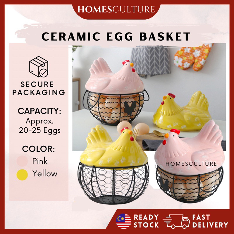 Ceramic Egg Basket Kitchen Chicken Eggs Storage Fruit Onion Baskets Bekas Bakul Telor Ayam