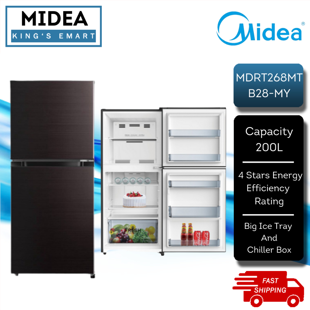 Midea 200L Inverter Quattro 2 Door Refrigerator MDRT268MTB28-MY ...