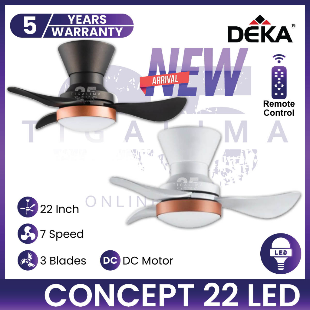 DEKA CONCEPT 22 LED 22 Inch 3 Blades 14 Speed DC Motor Remote Control ...