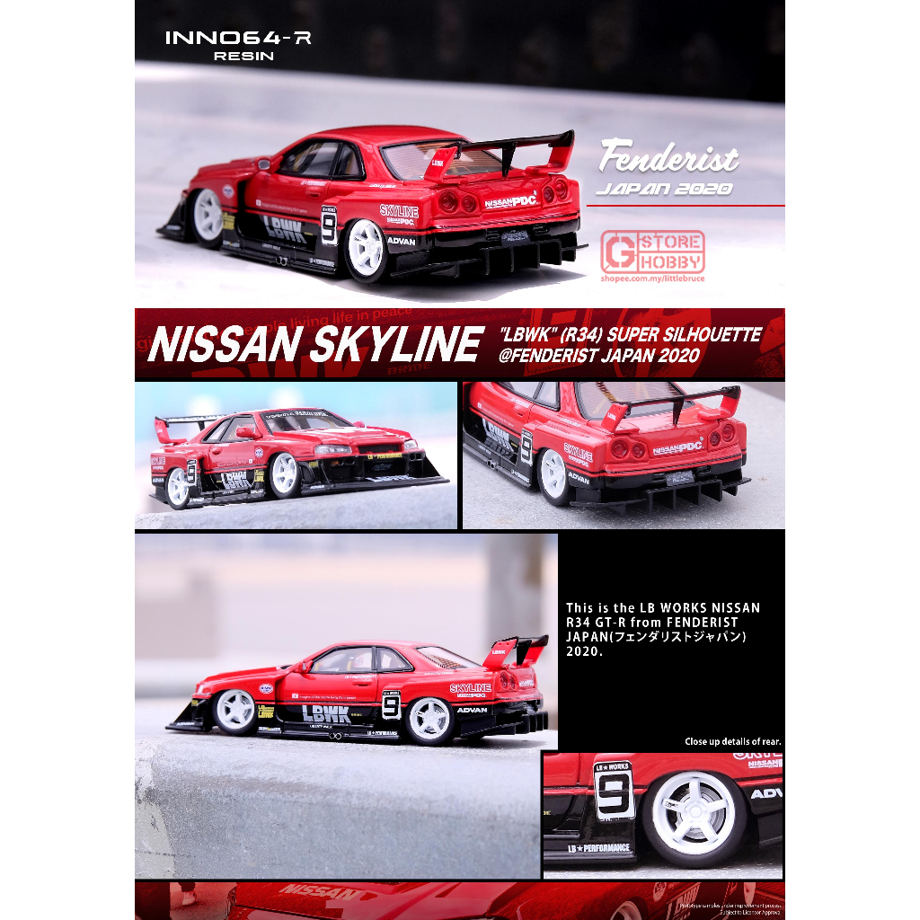 INNO MODELS INNO64 1/64 Nissan Skyline R34 ER34 GTR GT Liberty Walk ...