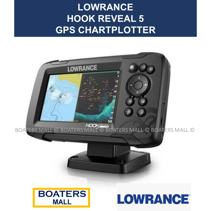 LOWRANCE HOOK REVEAL 5 GPS CHARTPLOTTER 83/200kHz CHIRP FISHFINDER -  BOATERS MALL