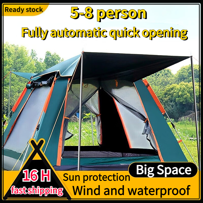 ready stock Khemah Camping Tent 3/4 5/8 Person Outdoor Tent Fully ...