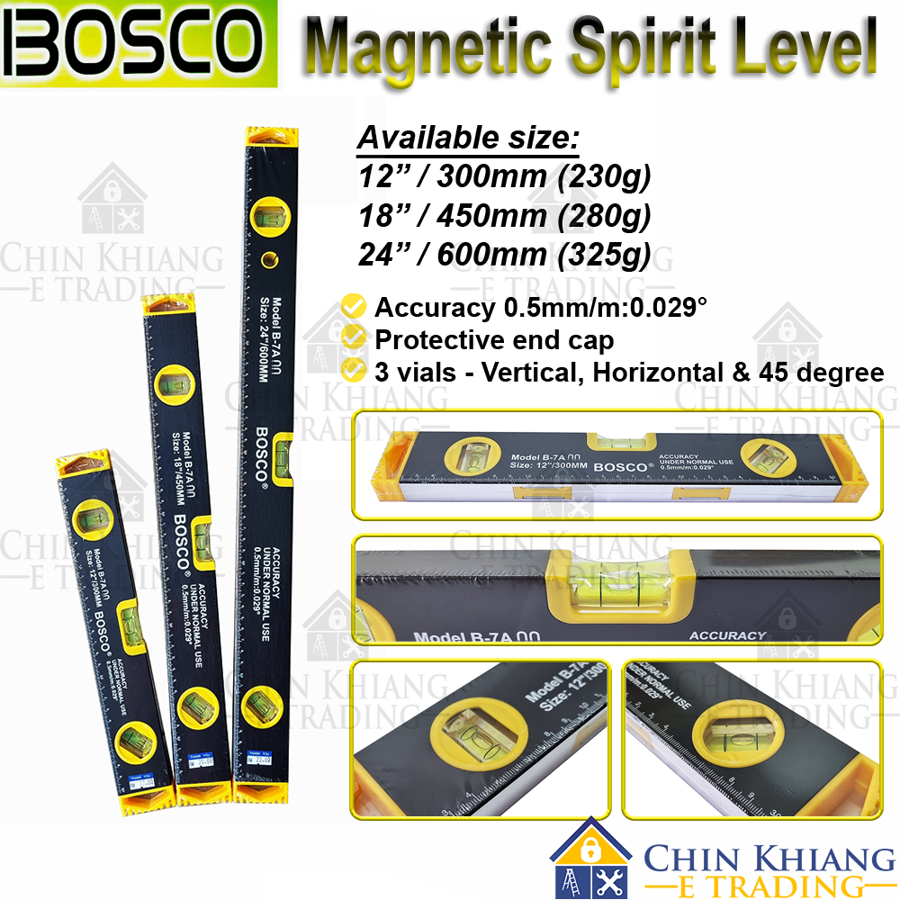 Bosco Spirit Level Ruler Measuring Level Magnet B7A 12