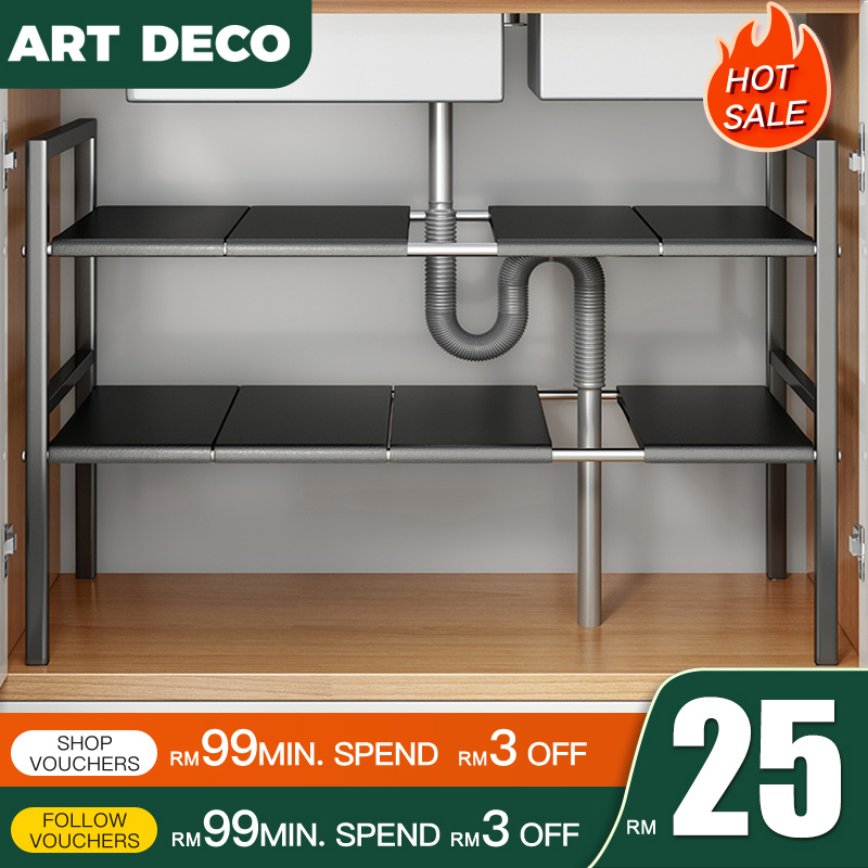 Rak Dapur Expandable Expandable Stainless Steel Under Sink Rack