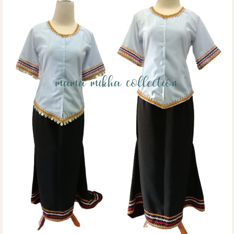 Baju Tradisional Moden Bidayuh Sarawak Borneo Dayak / Salako set 2in1 ...