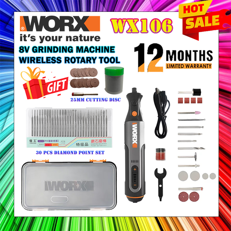WORX WX106 Grinding Machine USB 8V DC 64W Mini Wireless Rotary Tools ...