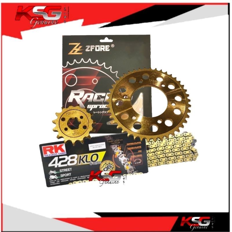 ZFORE Sprocket 428 SET Y16/Y15/Y15ZR/FZ150 + RK Rantai ORing Gold Spoket set Shopee Malaysia