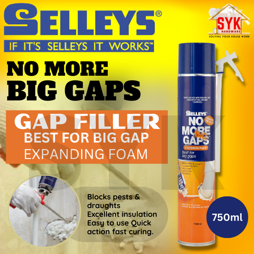 SYK Selleys 750ml No More Big Gap Expanding Foam Wall Air Cond Pipe Gap ...