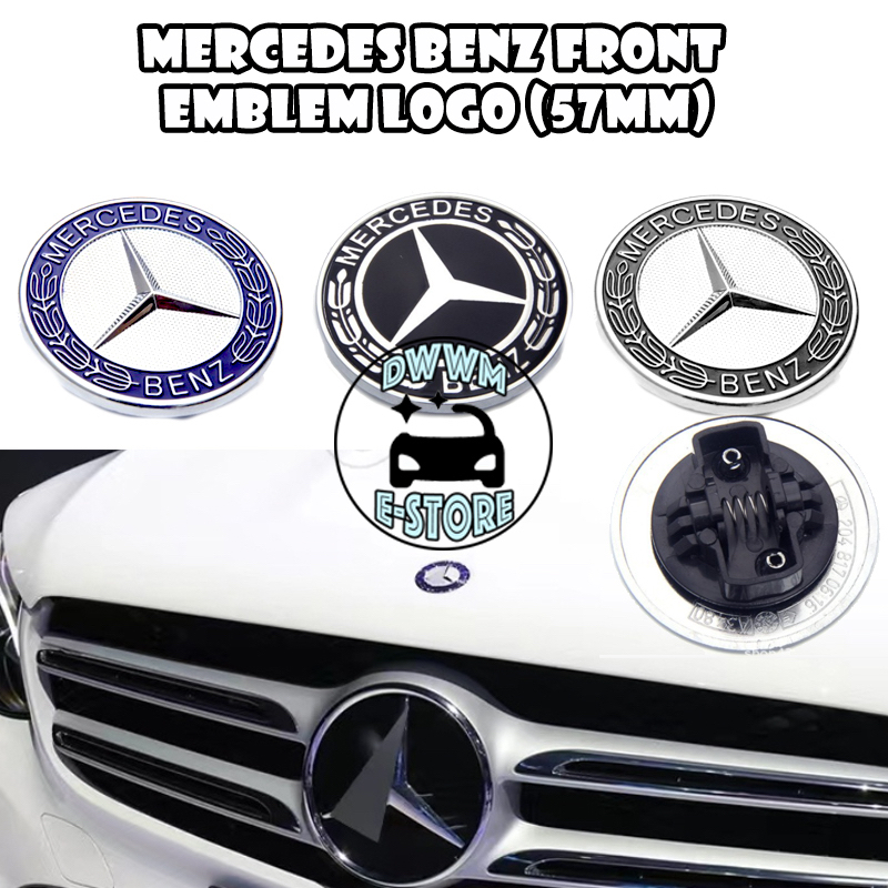 Emblème De Capot Noir Mat Pleine Taille – Mercedes Classe C, E, CLK, S – 57mm, Fabriqué En France