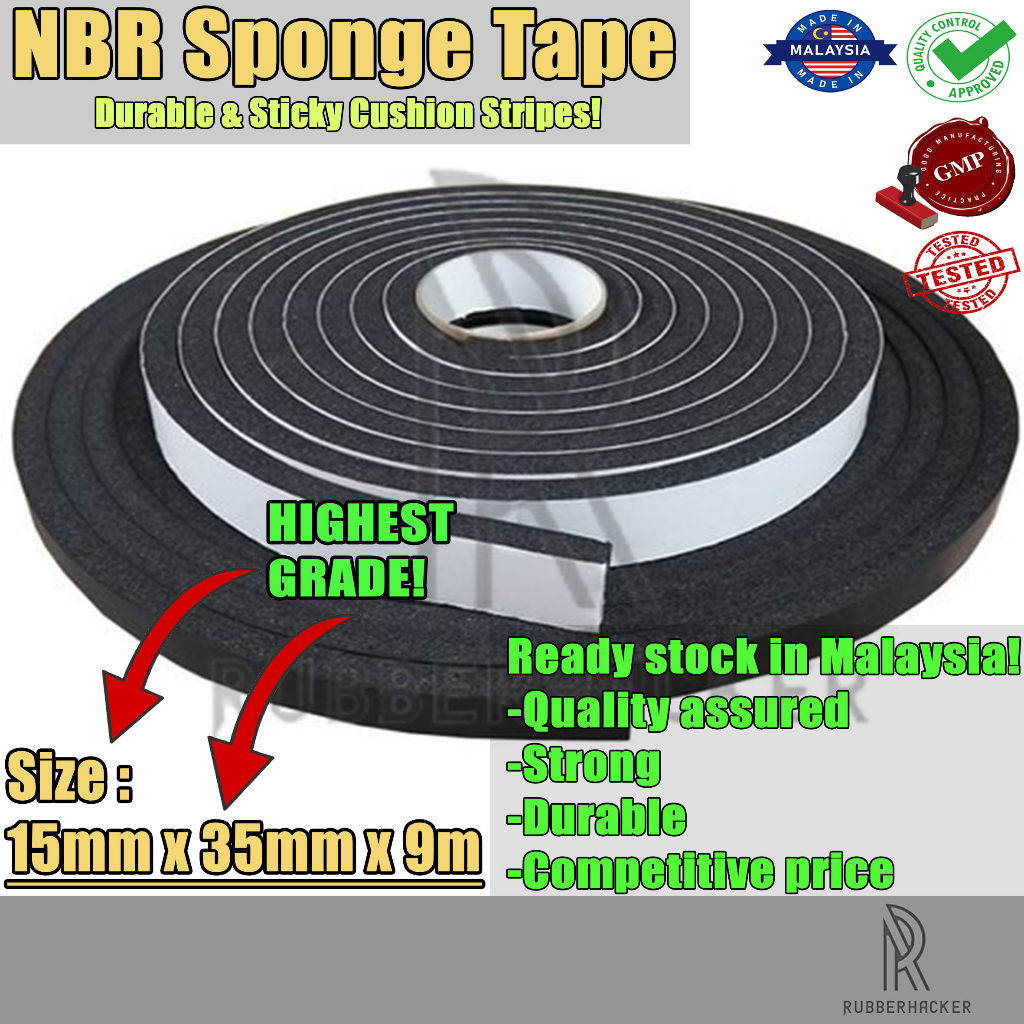 NBR Sponge Tape(15mm Thickness) Adhesive Waterproof Stripping Foam ...
