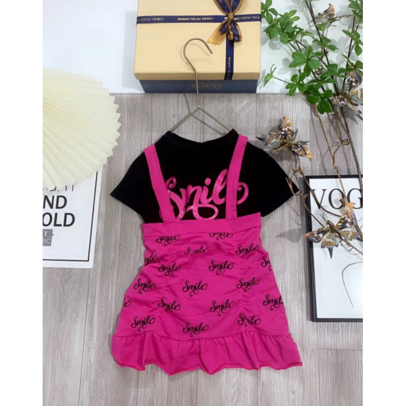 set overall skirt kids girl smile barbie Shopee Malaysia