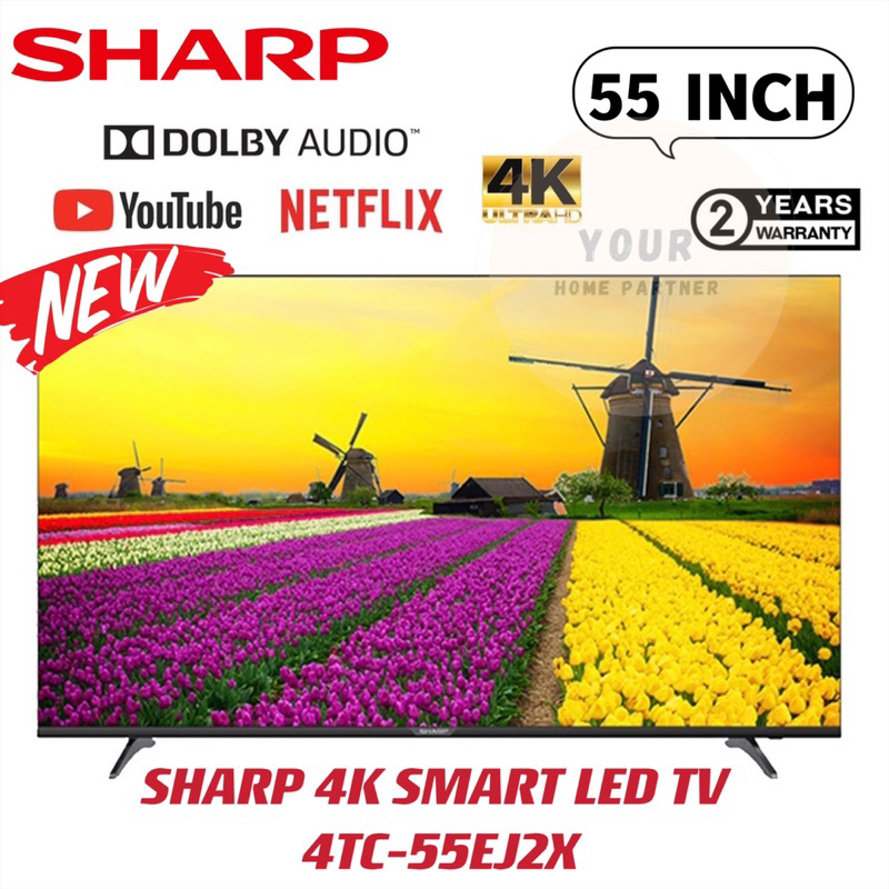 Sharp 4K SMART LED TV 4TC55EJ2X 55 Inch YouTube Netflix Shopee Malaysia