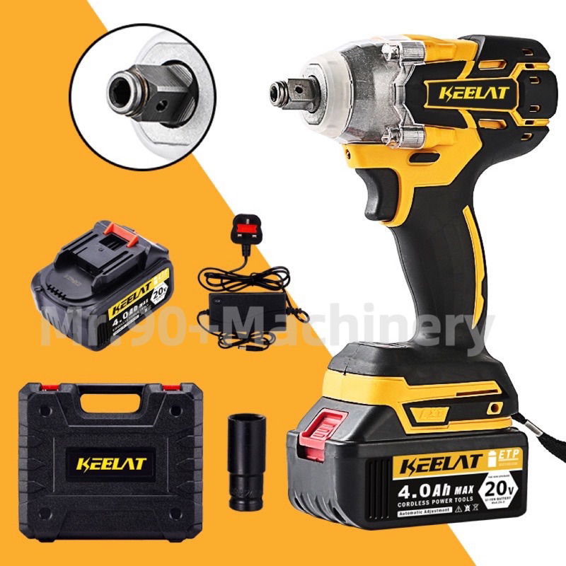 KEELAT Impact Wrench 1 2 20V 420Nm Cordless Brushless Wrench Gun Cordless Drill Driver with 4.0Ah Lithium Ion Battery