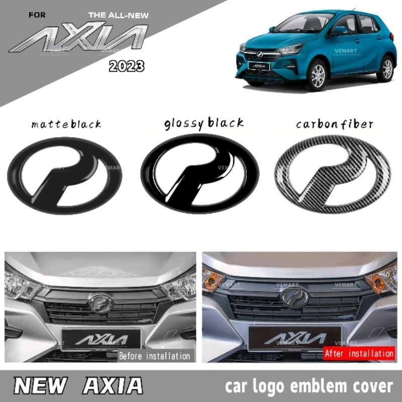 Vemart perodua axia 2023 new car logo emblem frame cover carbon fiber ...