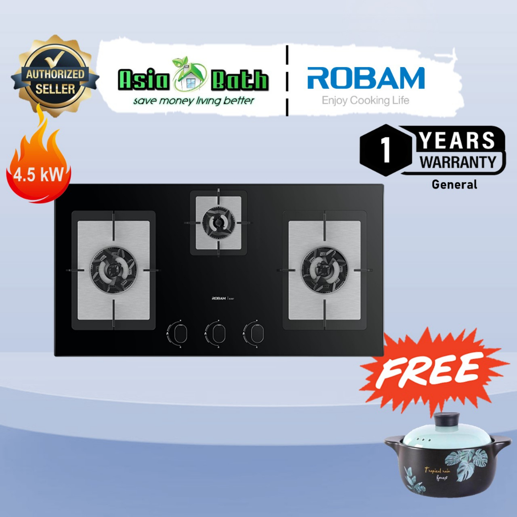Robam B397 Builtin Hob 3 Burner 3D Flame Tempered Glass Gas Hob 86cm 4