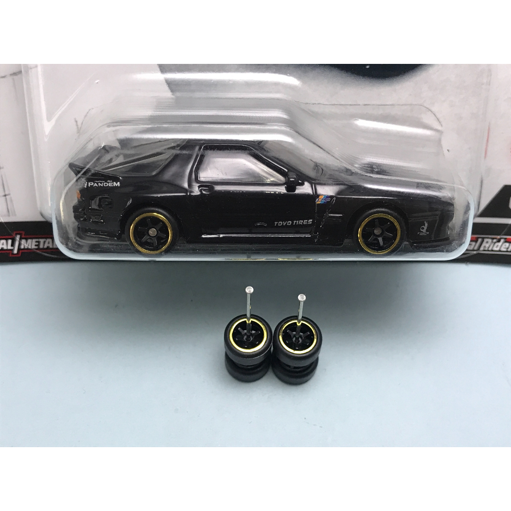 R478 Hotwheels 1/64 Real Riders # TE37 Black 12mm Long