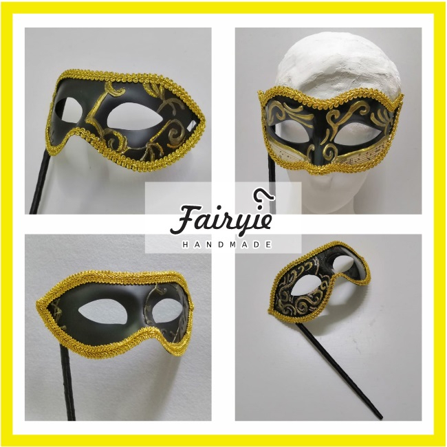 ⚡READY STOCK⚡ Handmade Man Masquerade Mask With Handle Stick Party Mask