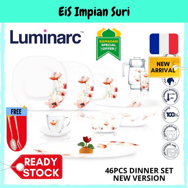 (Ready Stock!!) Luminarc 46pcs Dinnerware Set New Version Dinner Serve