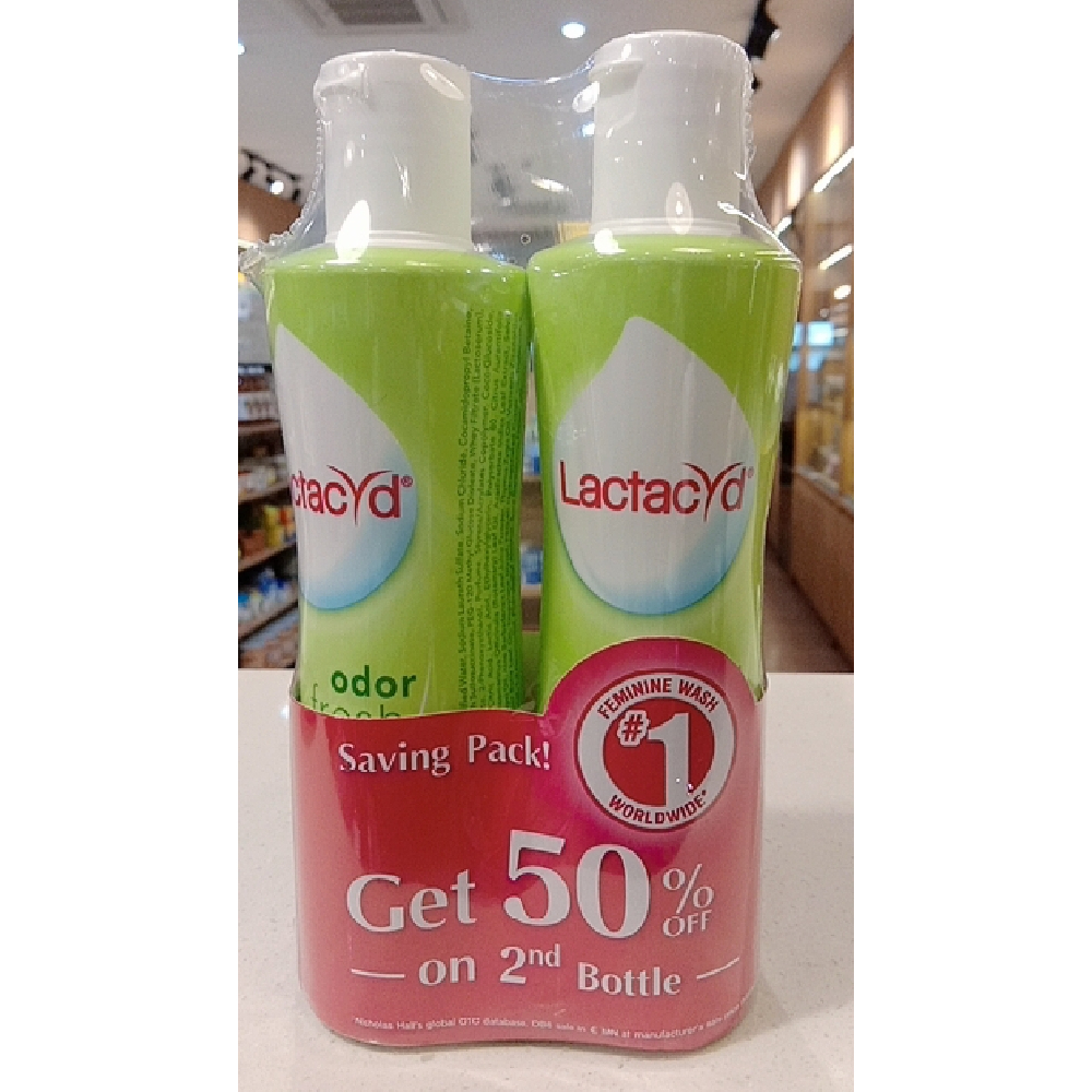 LACTACYD DAILY FEMININE WASH ODOR FRESH 2 BOTS X 250ML ( TWINPACK ) EXP