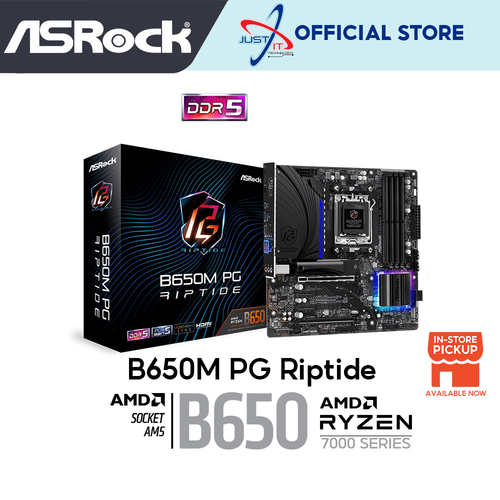 ASROCK B650M PG RIPTIDE DDR5 AM5 Gaming Mainboard Combo Deal AMD Ryzen