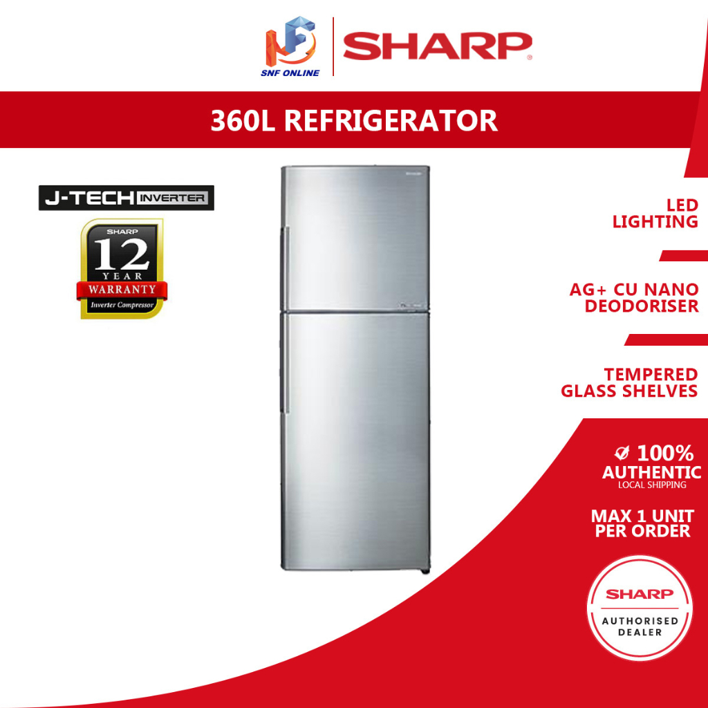 Sharp Fridge Refrigerator JTech Inverter (360 L) SJ366MSS Shopee