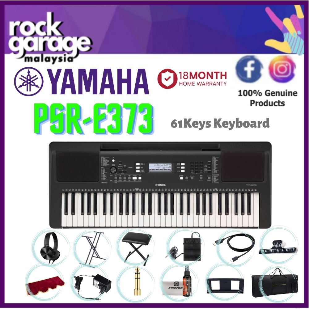 Yamaha PSRE373 61Keys Keyboard With Bench, Keyboard Stand, Sustain