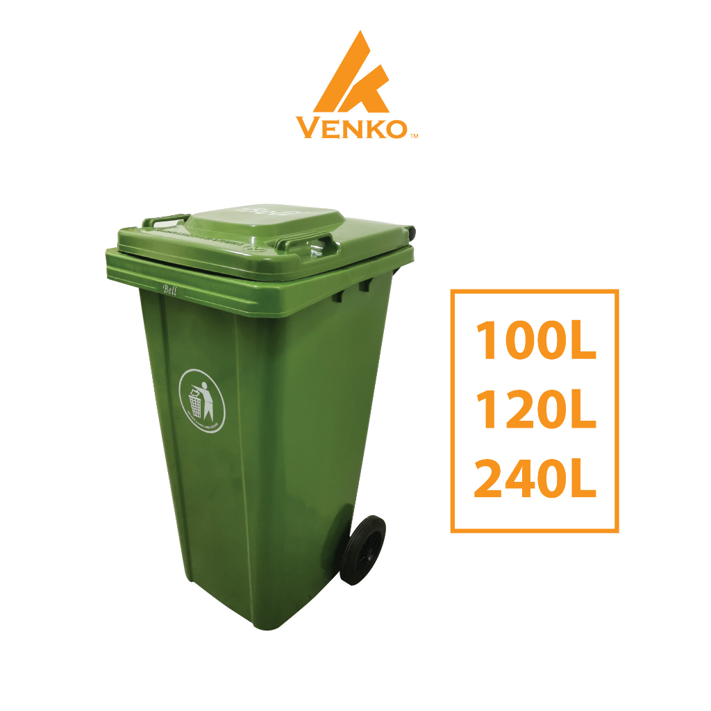 Venko [100L / 120L / 240L] Bell Green Mobile Garbage Bin / Outdoor