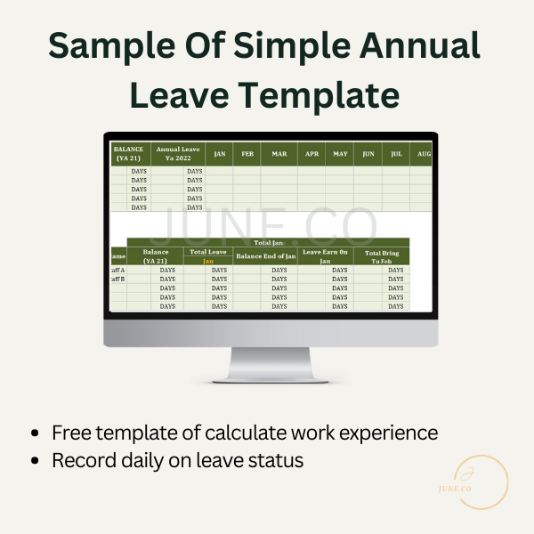 SAMPLE OF SIMPLE ANNUAL LEAVE RECORD TEMPLATE CONTOH TEMPLAT CUTI ...