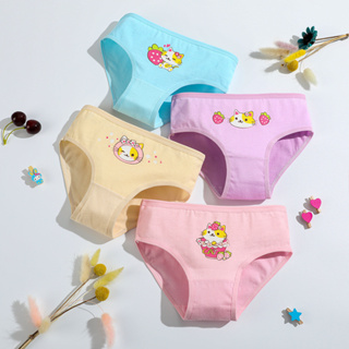 2-12years) 4pcs Baby Girl Underwear Cotton Soft Kid Panties Seluar Dalam  Gadi Underpants Cartoon Children Panty