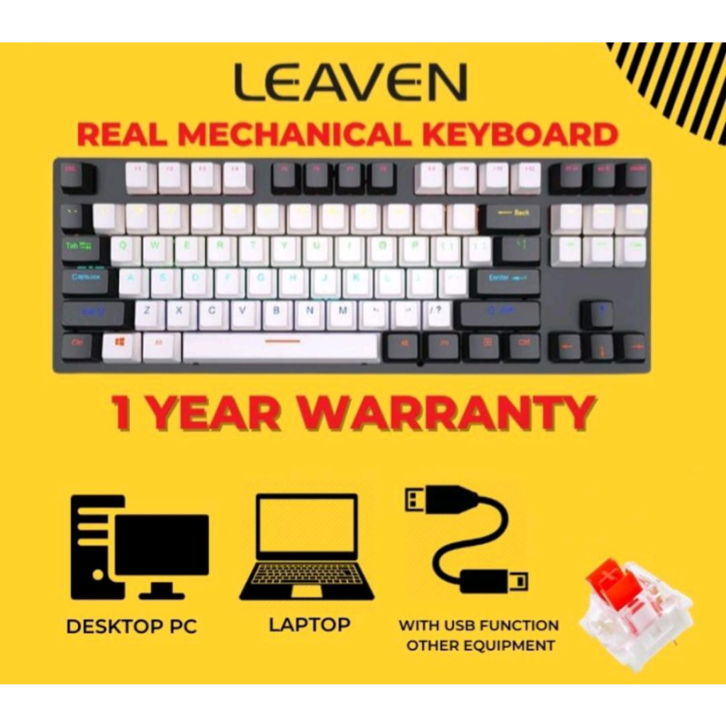 Leaven RGB 87 Keys Mix Keycap Color True Mechanical Keyboard Blue