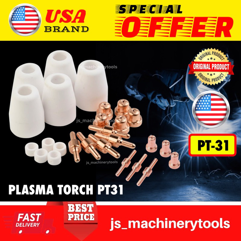 Plasma PT31 Nozzle/Electrode/Shield Cup/Swirl Ring (Long/Short Type ...