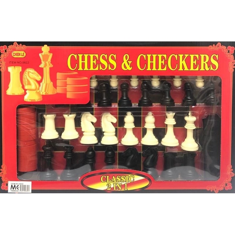 2 In 1 Chess & Checkers Classic Table Top Game Board Game Family And ...