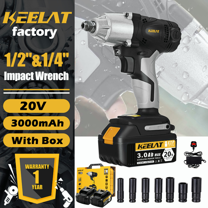 keelat 2 In 1 Cordless Impact Wrench Battery Electric Wrench Drill Gun