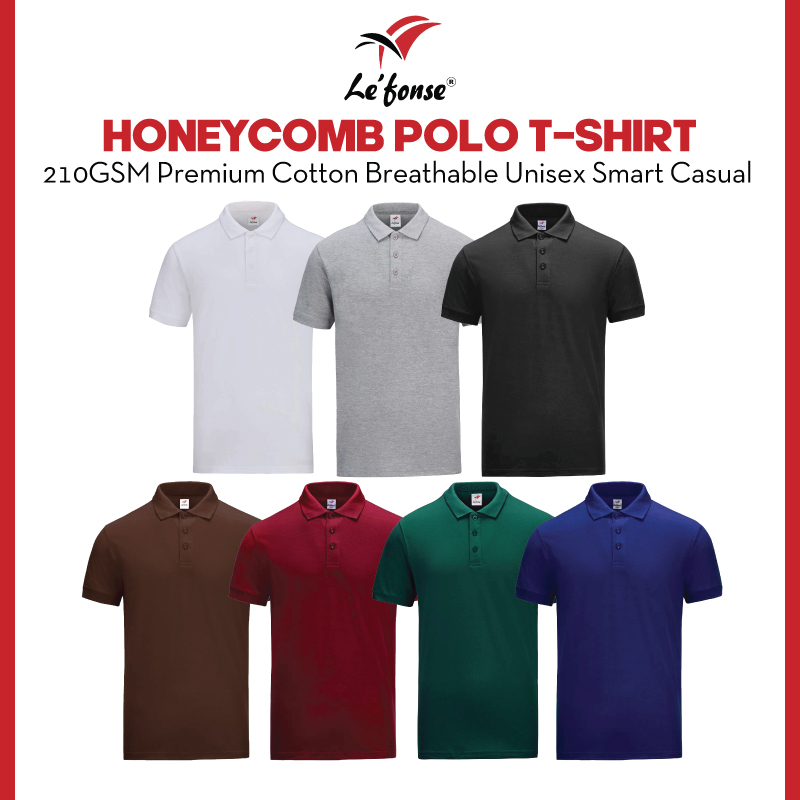 LEFONSE.MY Premium Cotton Honeycomb Polo T-Shirt L01 Unisex 210gsm ...
