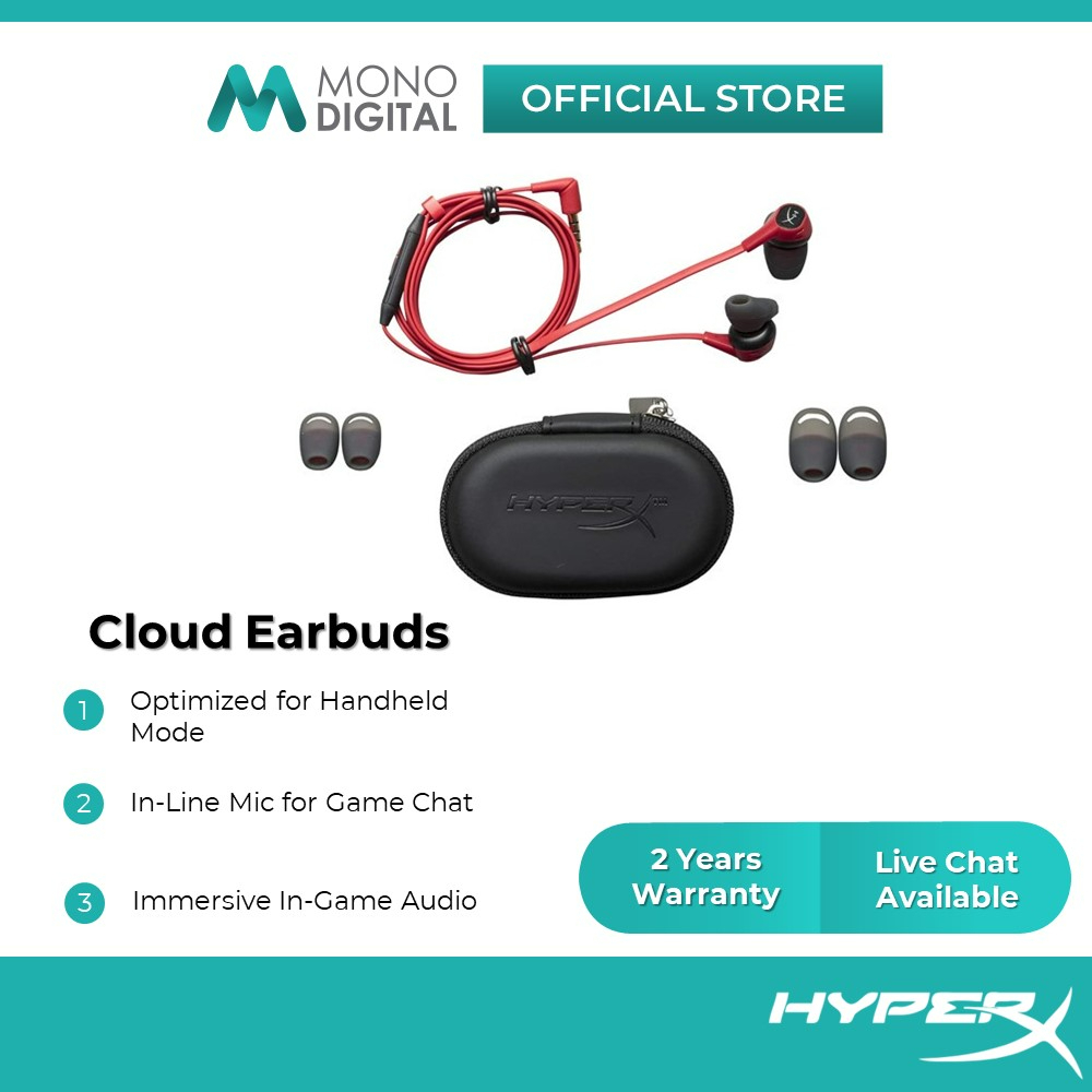 HyperX Cloud Earbuds Gaming Headphones with Mic Red Yellow