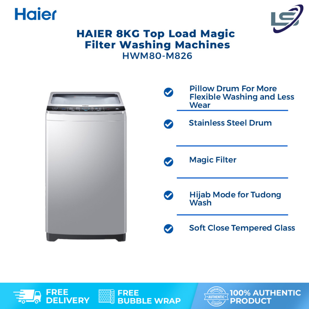 HAIER 8KG Top Load Magic Filter Washing Machines HWM80M826 Quick