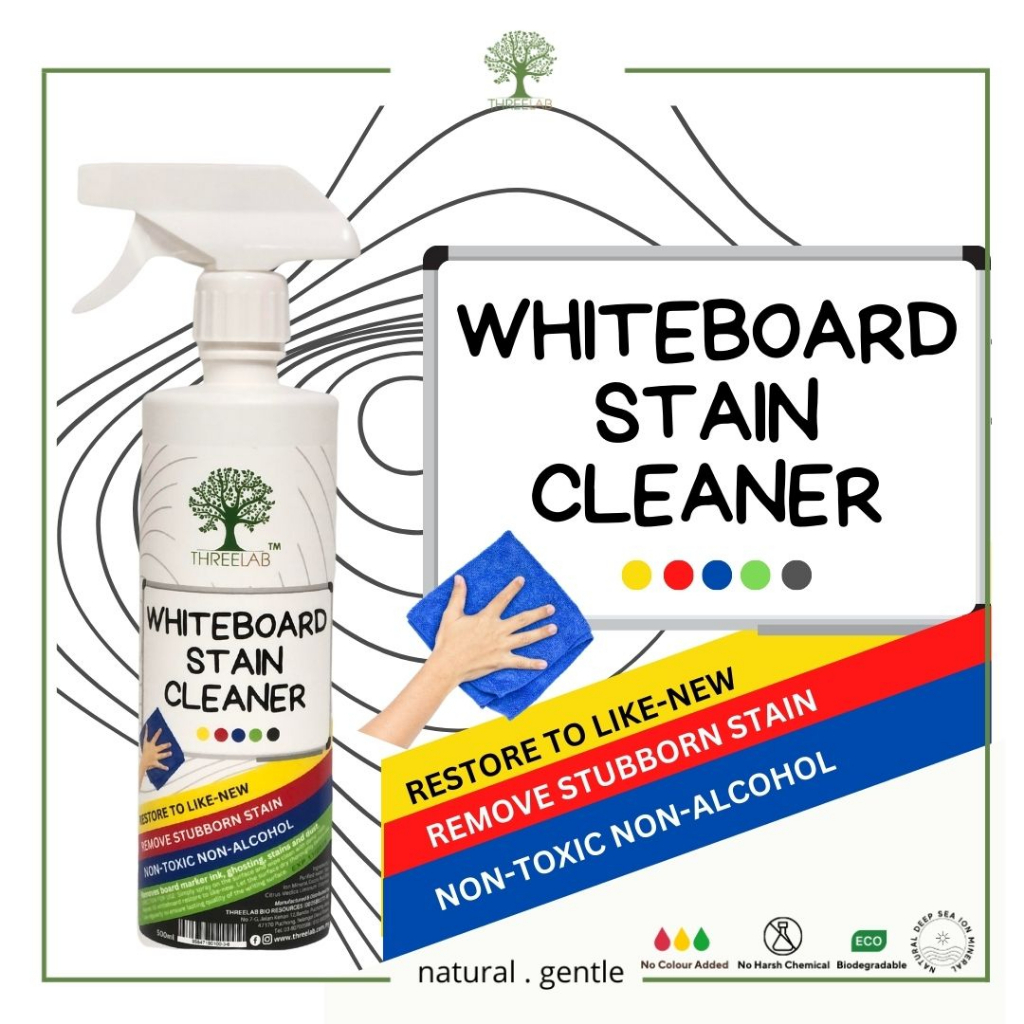 Threelab Whiteboard Stain Remover Non Alchohol Non Toxic effective on