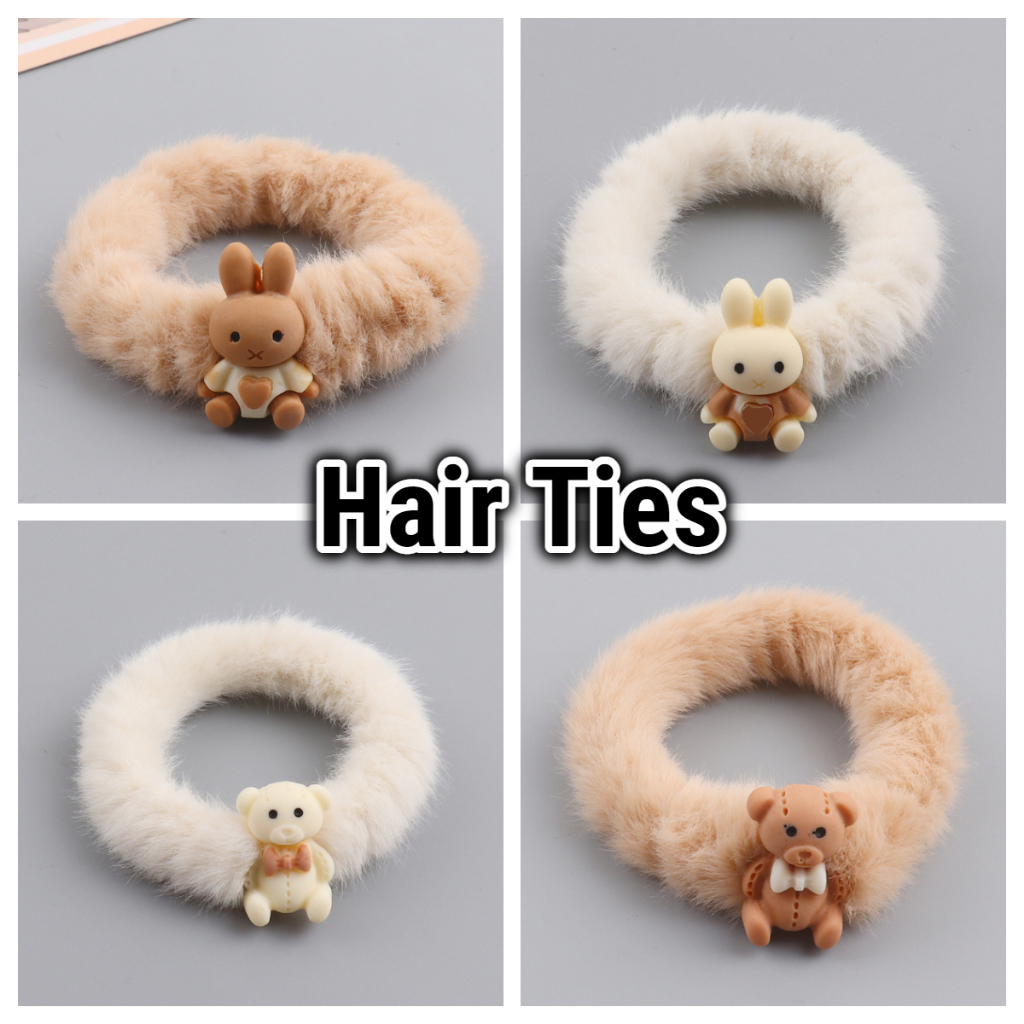 Cute Bear Velvet Fashion Rubber Hair Ties, Rubber Band Headdress, Hair ...