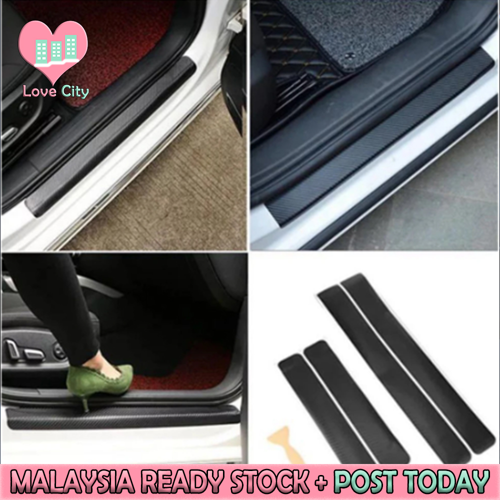 Love.city Carbon Fiber leather Sticker Car Door Threshold Sticker Car