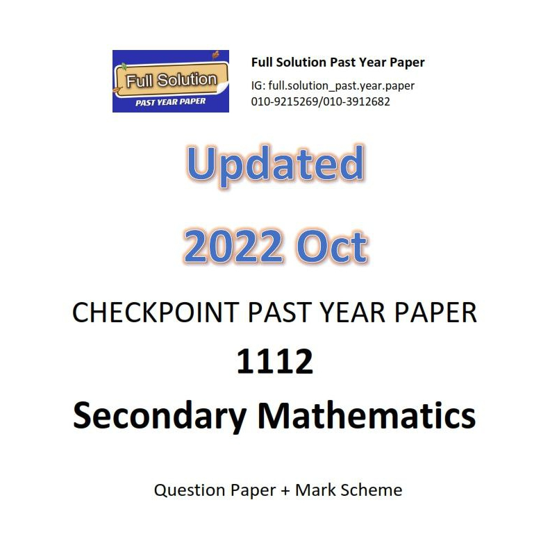 Cambridge Secondary Checkpoint 1112 Mathematics Past Year [Question ...