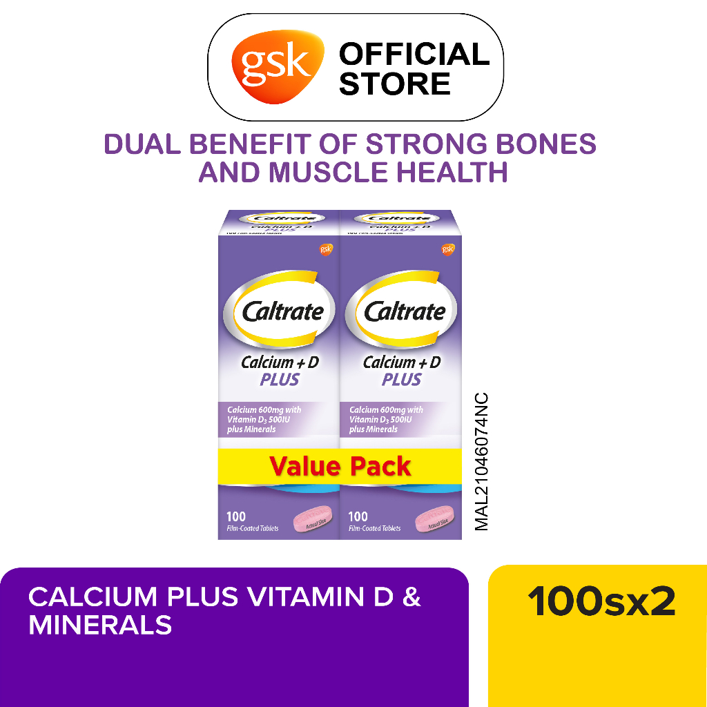 Caltrate 600 Plus Calcium Dietary Supplement For Bone Health With