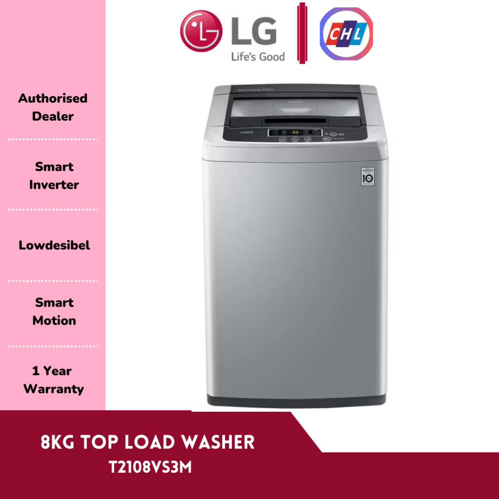 LG SMART INVERTER 8KG WASHING MACHINE (T2108VS3M) LG WARRANTY
