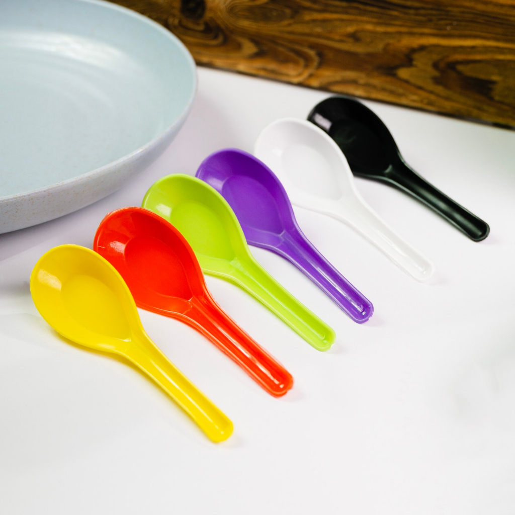 (80pcs/pack) 5 INCH Colourful Plastic Chinese Spoon Disposable