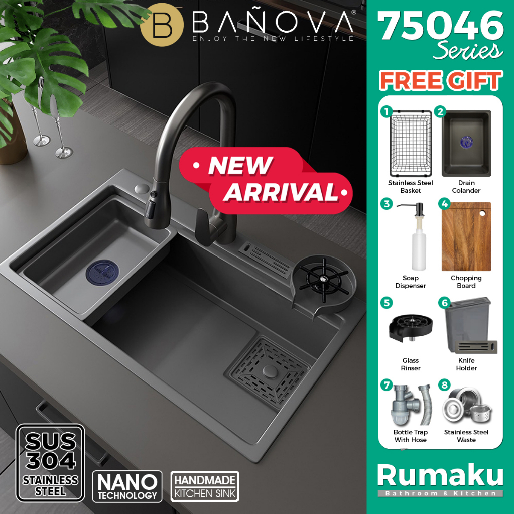 BANOVA SUS 304 Stainless Steel Multipurpose Home Kitchen Sink Sinki ...