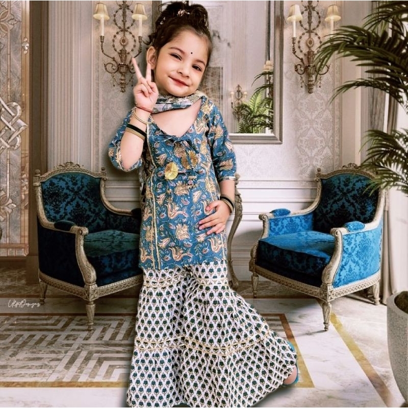 Kids Sharara Suit For Baby Girls and Kids Punjabi Suit Baju Budak