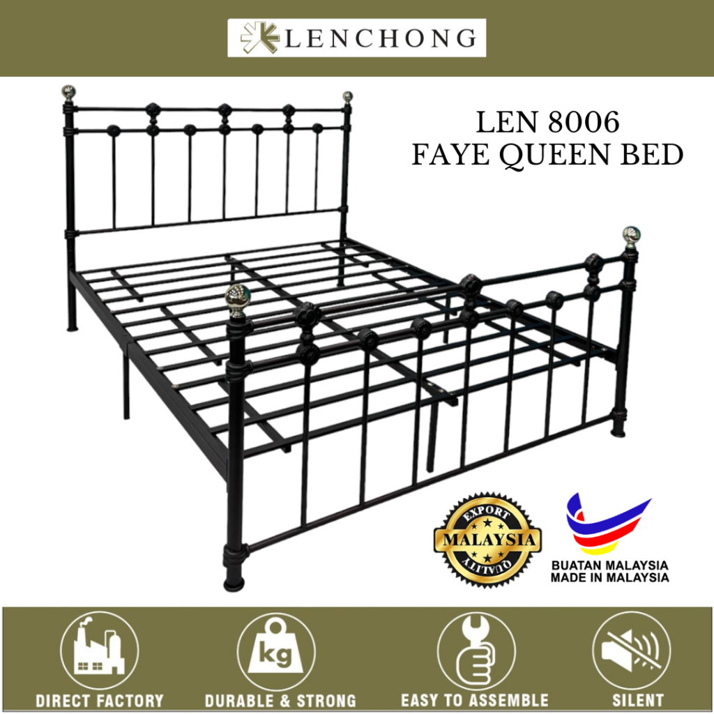 [Queen] Faye Metal Bed Frame/Queen Bed/Katil Queen/ Katil Besi/ Black ...