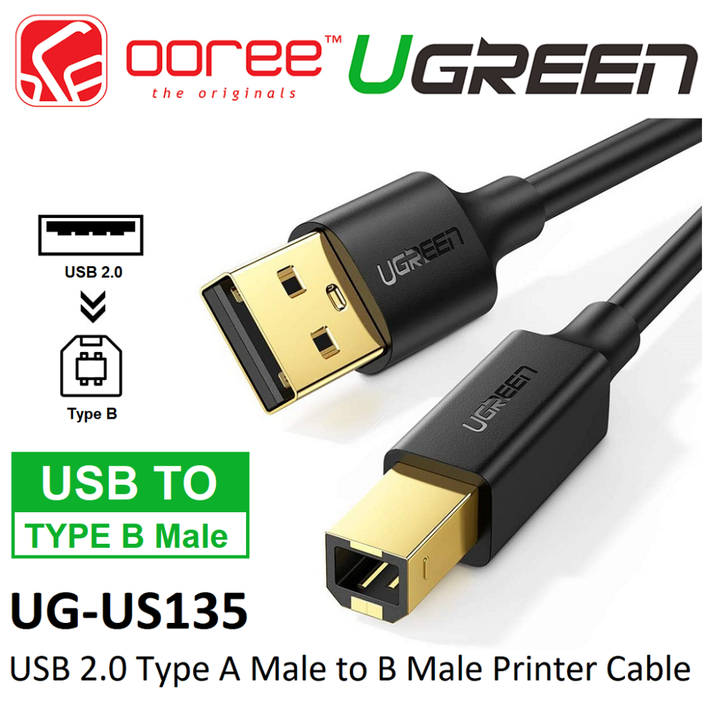 UGREEN US135 USB 2.0 USBA MALE TO USBB MALE PRINTER CABLE US135 WITH