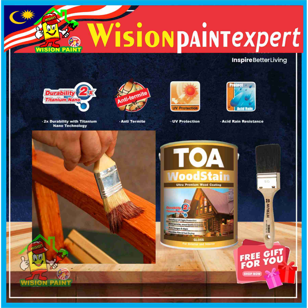 5 Litre / 5L TOA Woodstain Gloss ( FREE 1.5