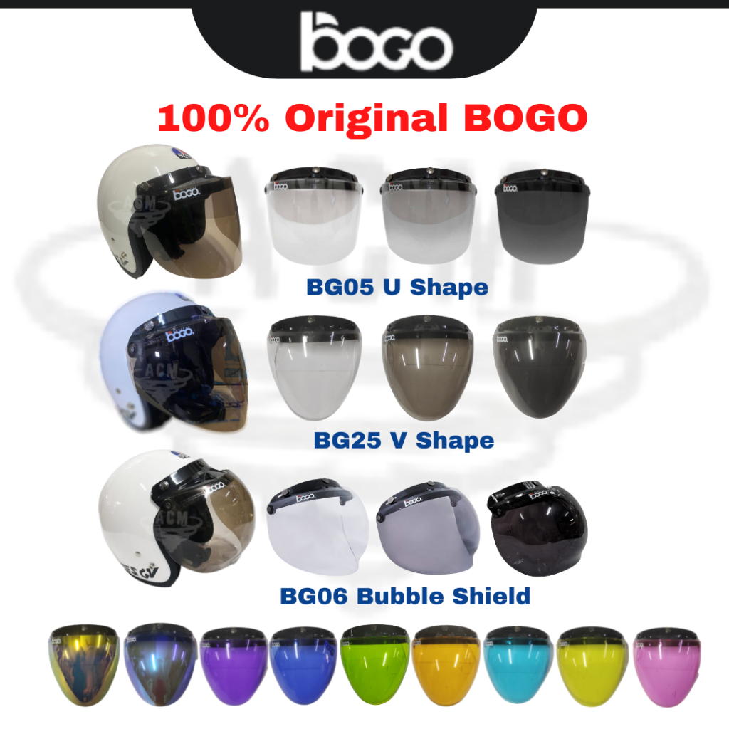 BOGO Visor 3 Button BG05 BG25 BO GO Bikko helmet SGV MS88 MAGNUM ARC